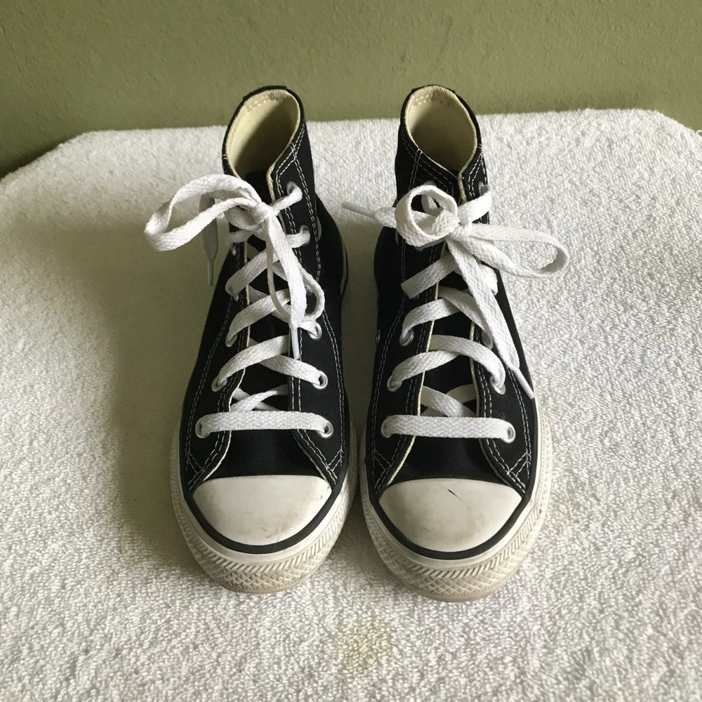 Converse Black High-Top Kids Sneakers with White Accents
